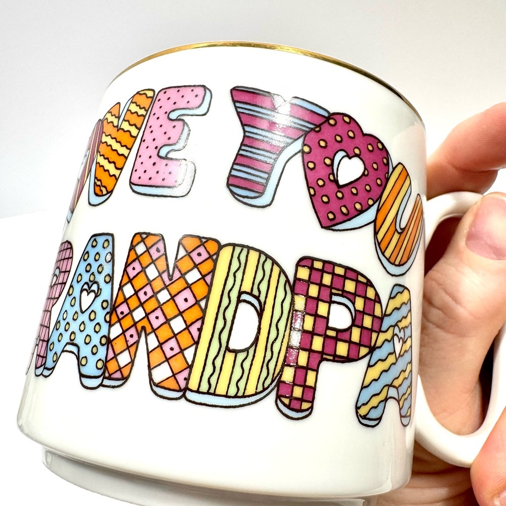 LEFTON HAND PAINTED COLORFUL LOVE YOU GRANDPA TEA MUG - Picture 7 of 9